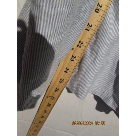 J.JILL BLOUSE TOP COTTON EMBROIDED FLOWERS SIZE M BLUE PIN STRIPS LONG SLEEVES - Picture 6 of 9